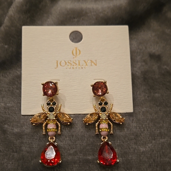 Josslyn Gold and Red Statement Earrings - Picture 1 of 3